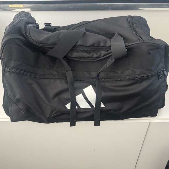 adidas Large Black Rolling Duffel Bag with White Logo